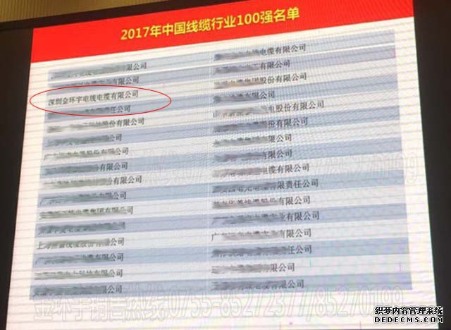 金环宇电线电缆荣膺行业100强称号
