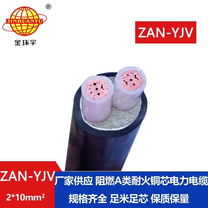 金环宇电线电缆 a类阻燃电缆ZAN-YJV 2X10平方 耐火yjv电力电缆