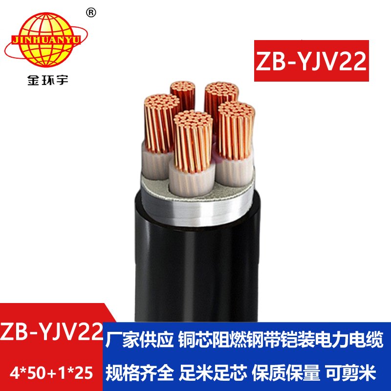 金环宇电缆 电力电缆yjv22 铠装阻燃b级电缆ZB-YJV22-4X50+1X25