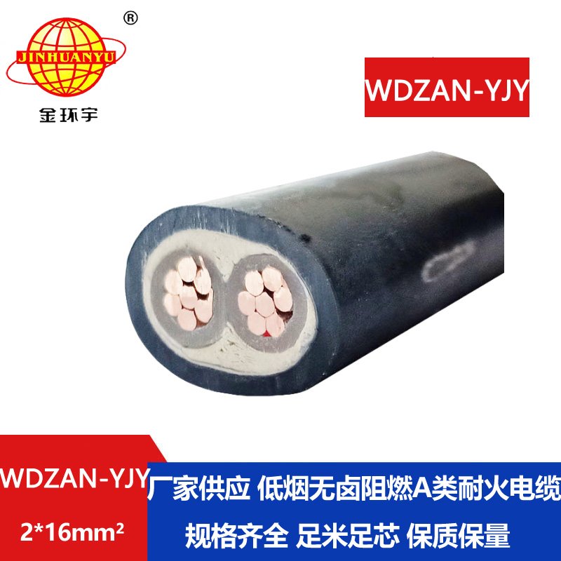 金环宇电缆 无卤低烟a类阻燃耐火电缆 WDZAN-YJY 2X16平方  铜芯电缆