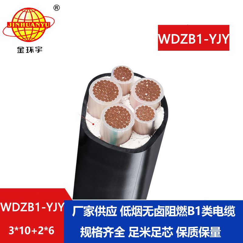 金环宇电线电缆 低烟无卤阻燃B1级电缆WDZB1-YJY 3x10+2x6平方 铜芯