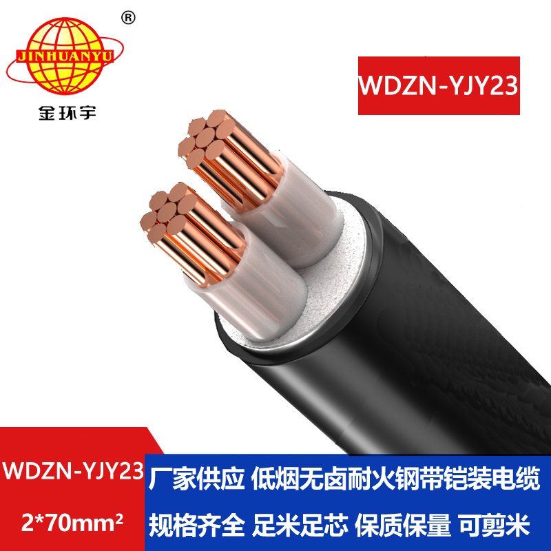 金环宇电线电缆 WDZN-YJY23-2X70平方 低烟无卤室外铠装耐火电缆