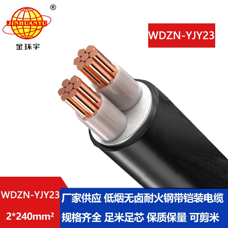 金环宇电线电缆 铠装电力电缆WDZN-YJY23-2X240 耐火低烟无卤电缆
